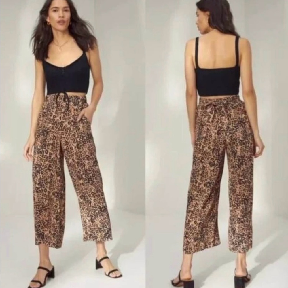 Wilfred Aritzia Faun Leopard Print Cropped Pants